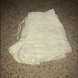 White lace shorts
